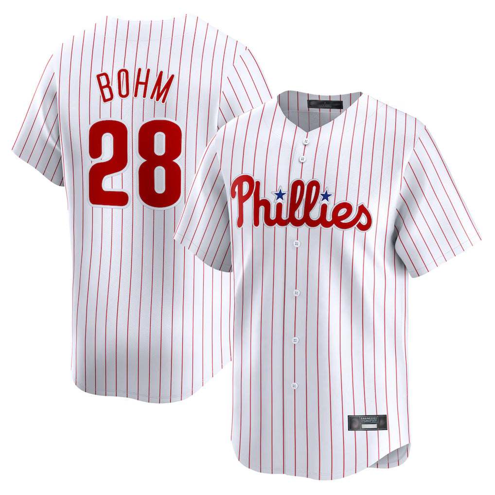 Blackjersey P.Phillies #28 Alec Bohm Player White Home Limited Stitched Jerseys