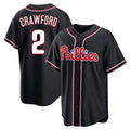 Blackjersey P.Phillies #2 Justin Crawford Player Black Fashion Out Home Game Stitched Jerseys