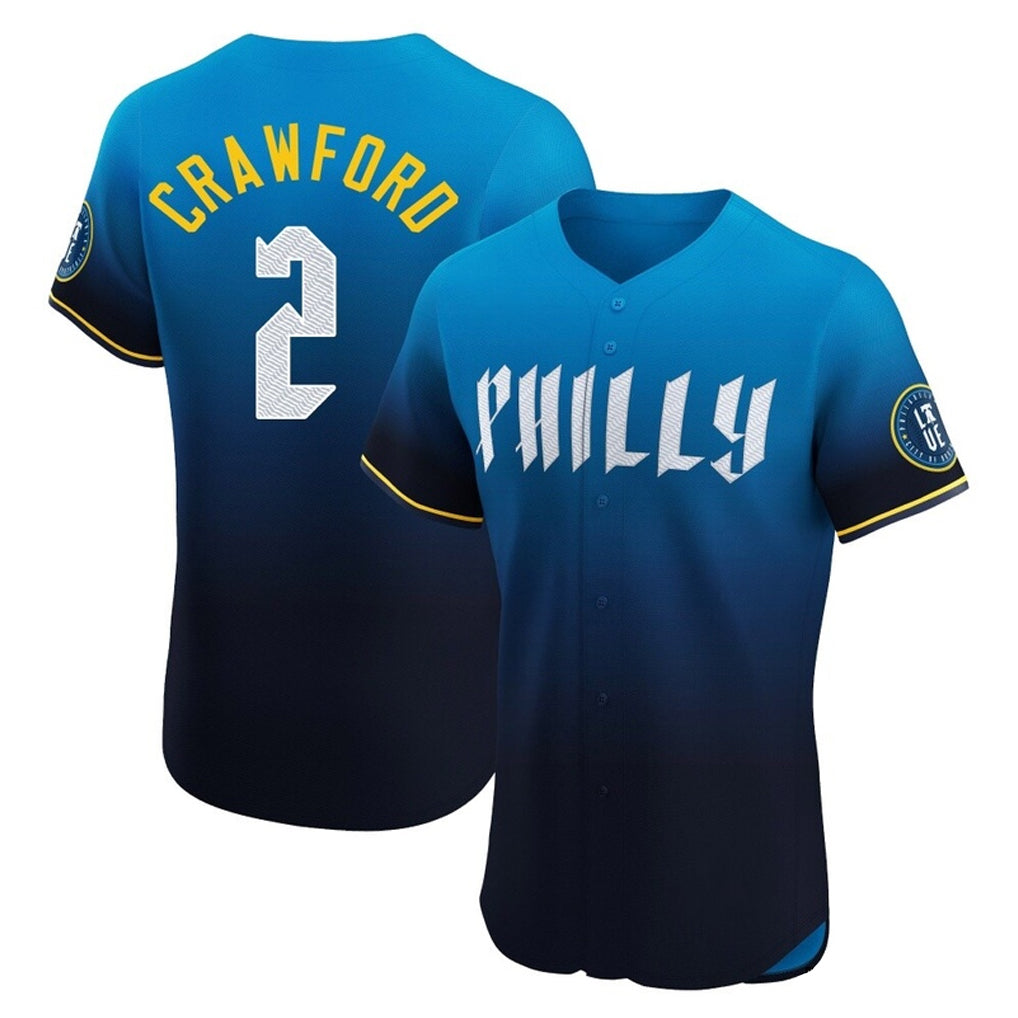 Blackjersey P.Phillies #2 Justin Crawford Player Blue City Connect Home Limited Elite Stitched Jerseys