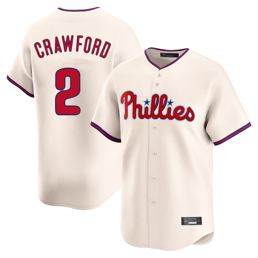 Blackjersey P.Phillies #2 Justin Crawford Player Cream Home Limited Stitched Jerseys