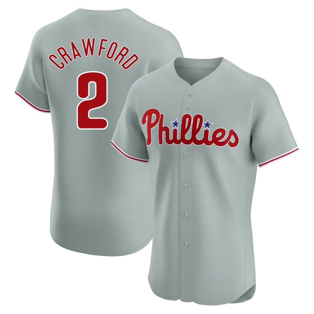 Blackjersey P.Phillies #2 Justin Crawford Player Gray Home Limited Elite Stitched Jerseys
