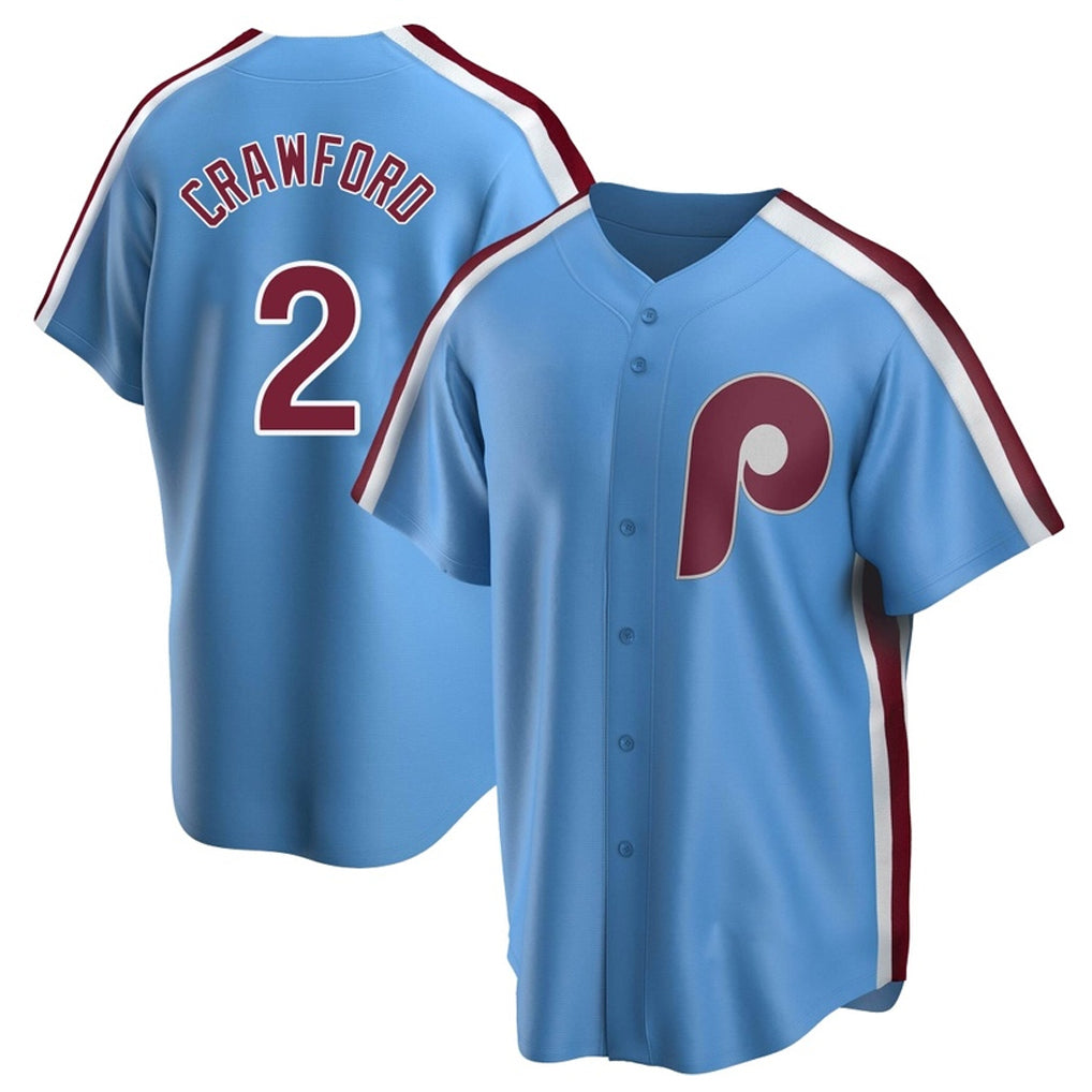 Blackjersey P.Phillies #2 Justin Crawford Player Light Blue Home Game Stitched Jerseys