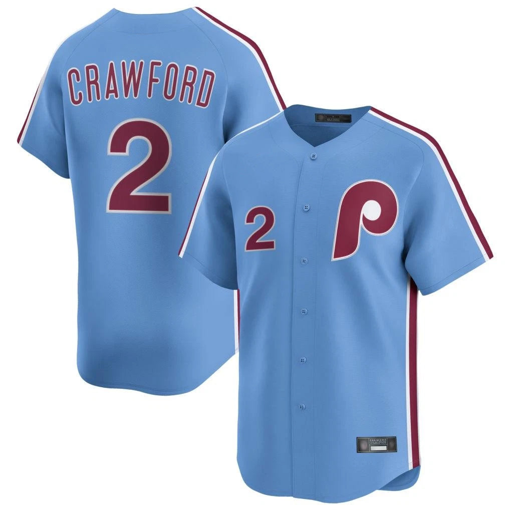 Blackjersey P.Phillies #2 Justin Crawford Player Light Blue Home Limited Stitched Jerseys