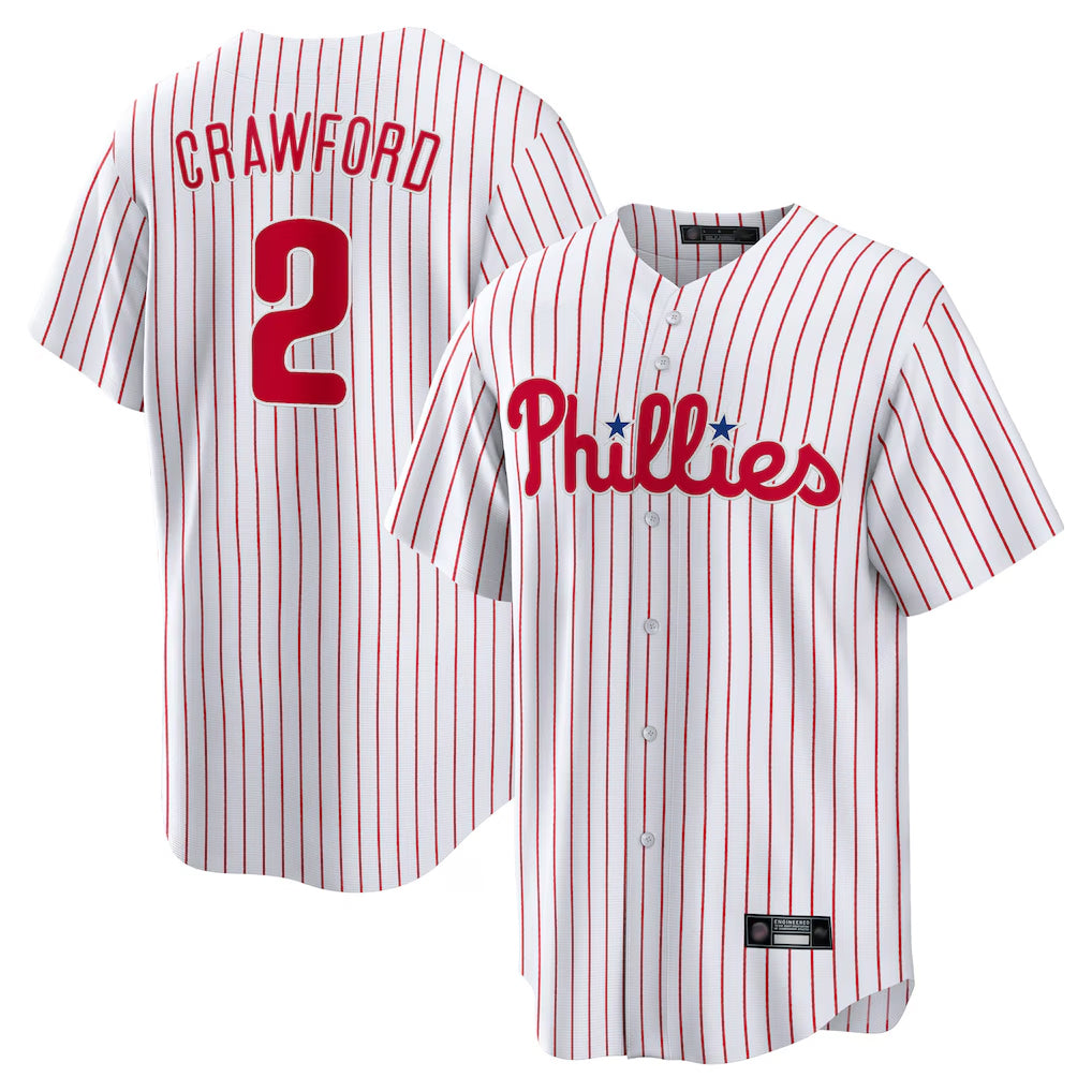 Blackjersey P.Phillies #2 Justin Crawford Player White Home Game Stitched Jerseys