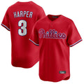 Blackjersey P.Phillies #3 Bryce Harper Player Red Home Limited Stitched Jerseys
