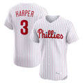 Blackjersey P.Phillies #3 Bryce Harper Player White Home Limited Elite Stitched Jerseys