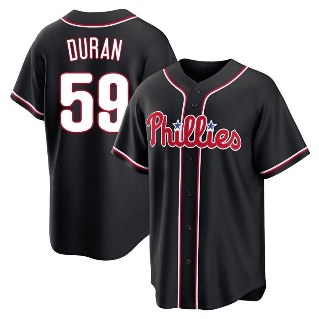 Blackjersey P.Phillies #59 Jhoan Duran Player Black Fashion Out Home Game Stitched Jerseys