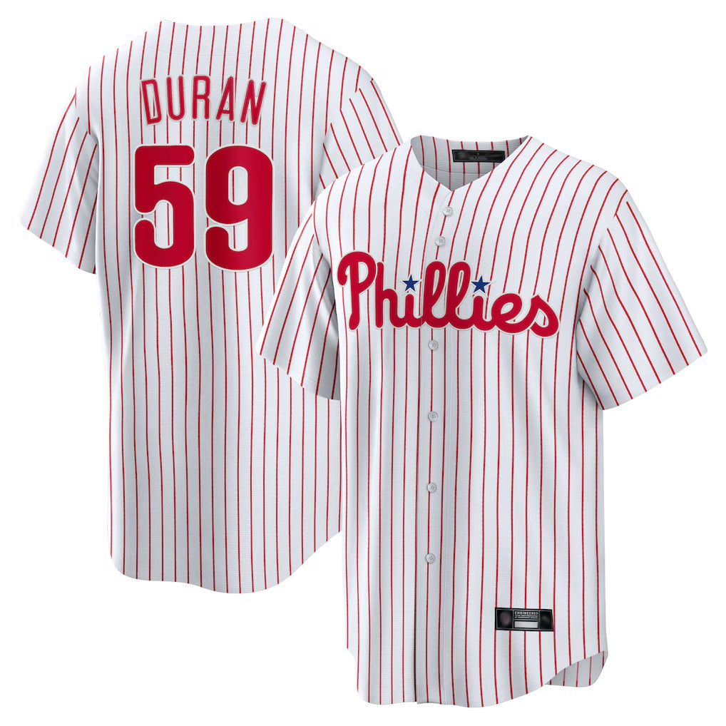 Blackjersey P.Phillies #59 Jhoan Duran Player White Home Game Stitched Jerseys