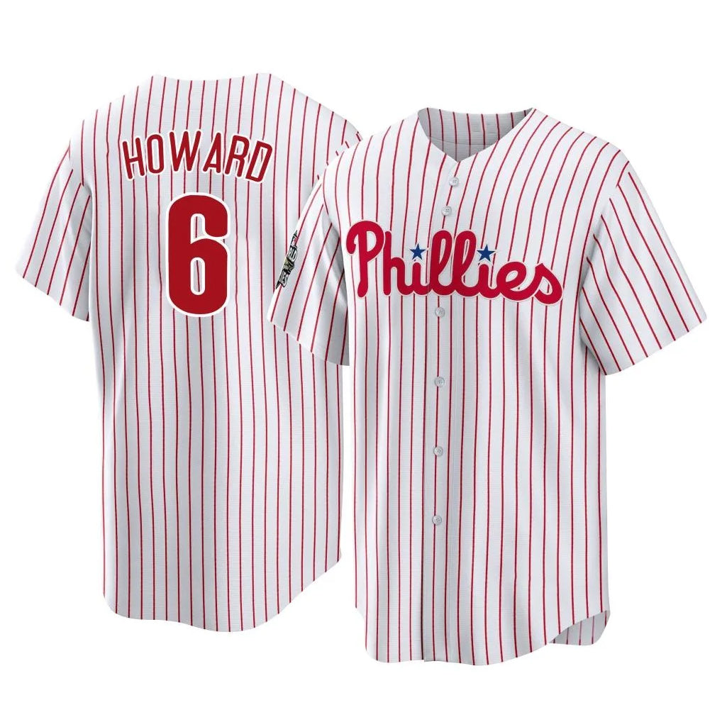 Blackjersey P.Phillies #6 Ryan Howard Player White Home Game Stitched Jerseys