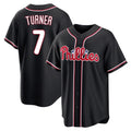 Blackjersey P.Phillies #7 Trea Turner Player Black Fashion Out Home Game Stitched Jerseys