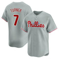 Blackjersey P.Phillies #7 Trea Turner Player Gray Home Limited Stitched Jerseys