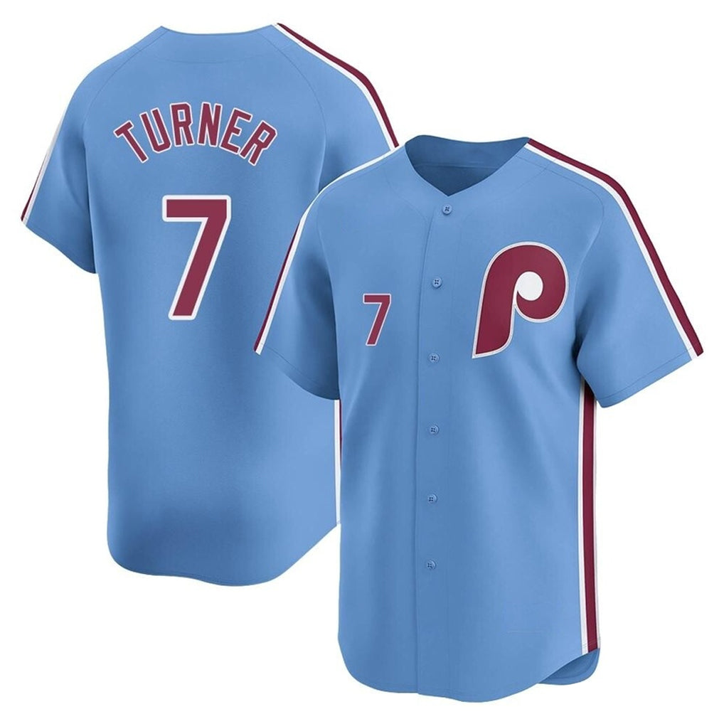 Blackjersey P.Phillies #7 Trea Turner Player Light Blue Home Limited Stitched Jerseys