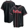 Blackjersey P.Phillies Blank Player Black Fashion Out Home Game Stitched Jerseys