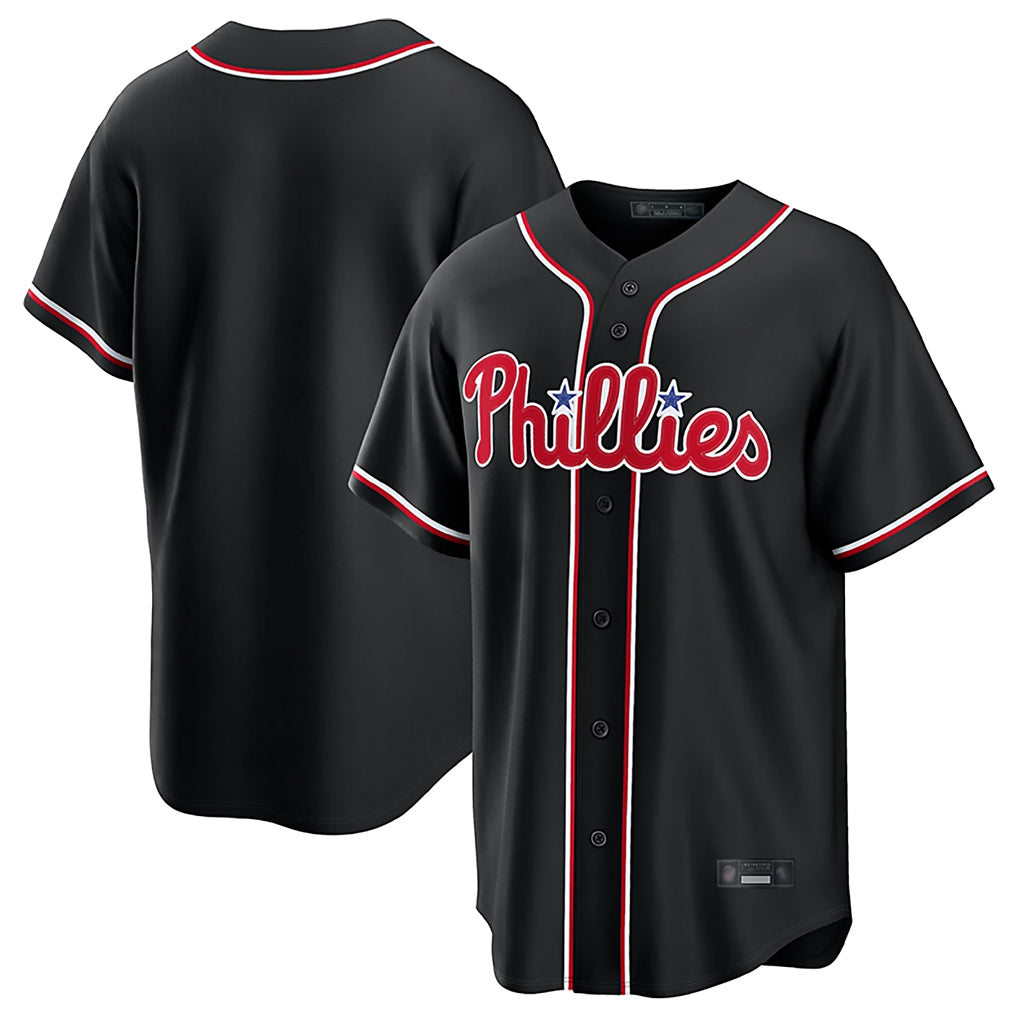 Blackjersey P.Phillies Blank Player Black Fashion Out Home Game Stitched Jerseys
