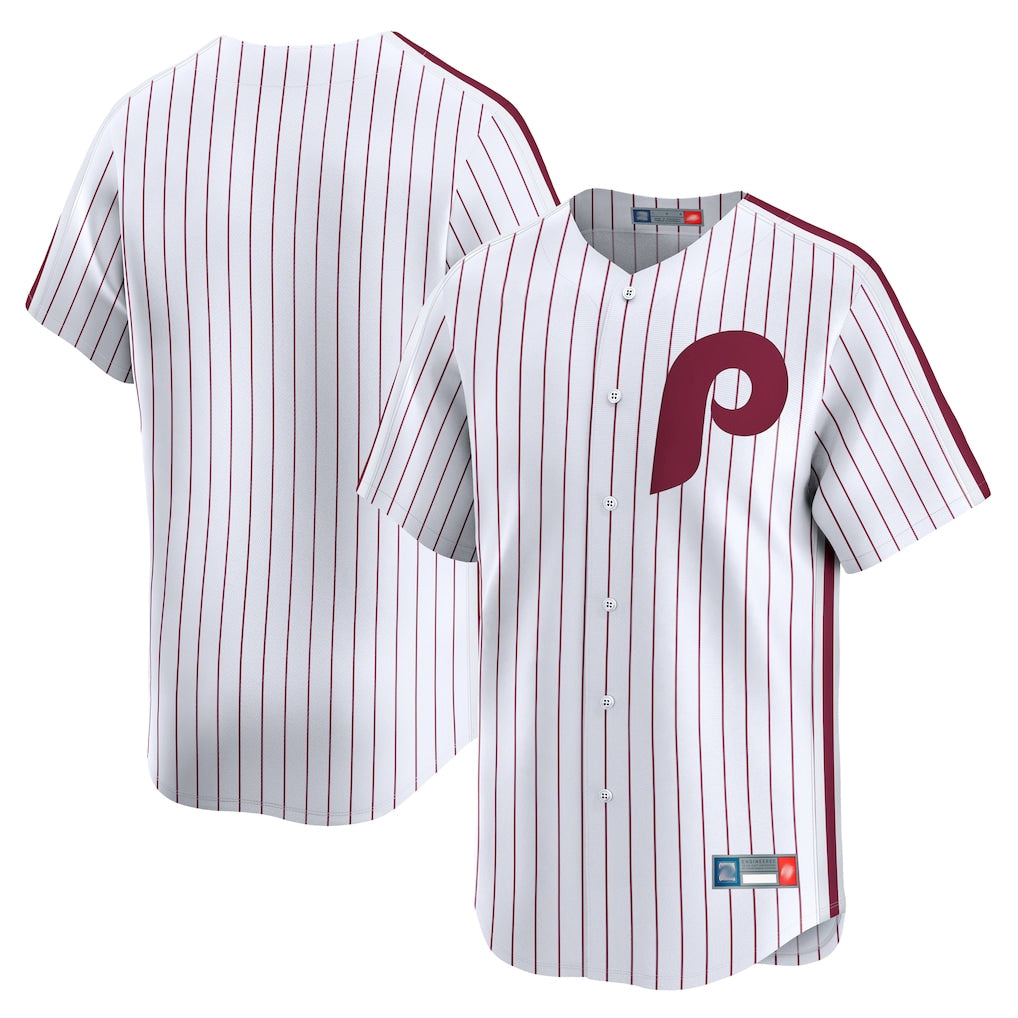 Blackjersey P.Phillies Blank Player White Cooperstown Collection Limited Home Stitched Jerseys