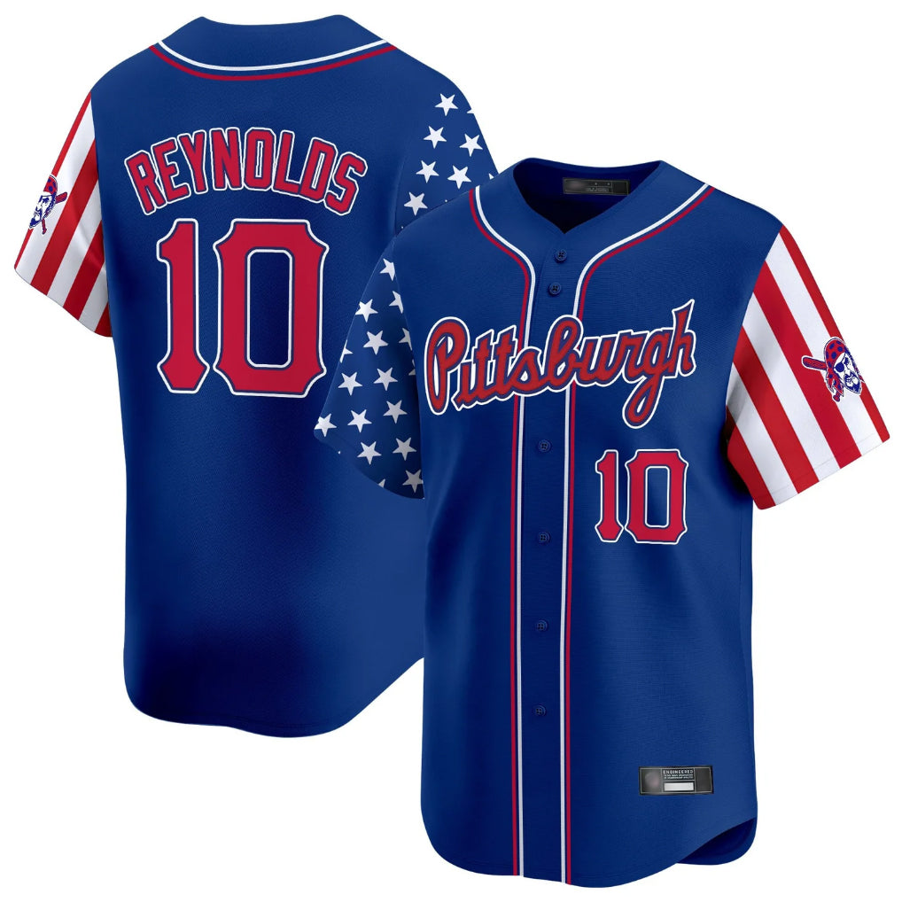 Blackjersey P.Pirates #10 Bryan Reynolds Player Royal 2025 Independence Day Vapor Premier Limited Stitched Jerseys