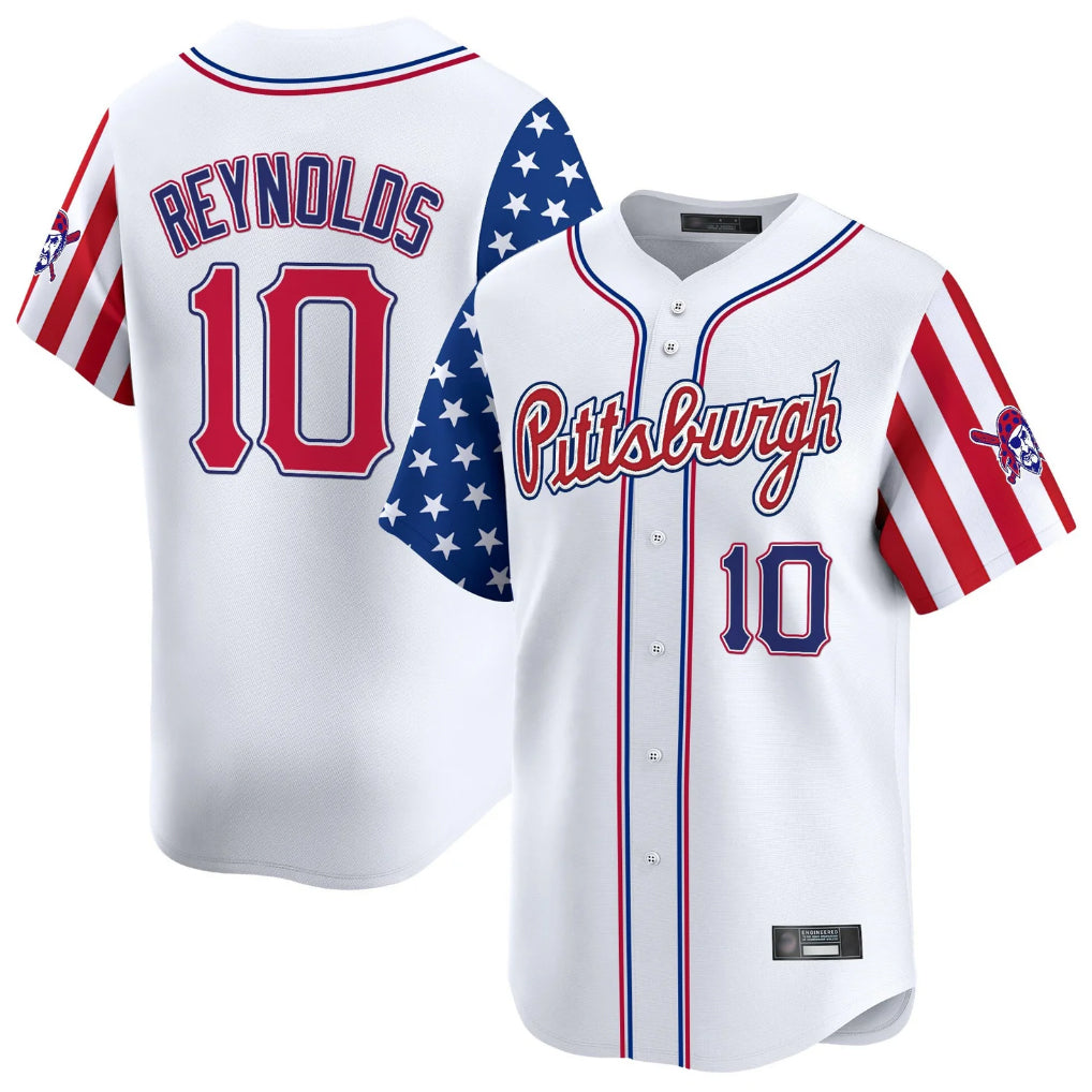 Blackjersey P.Pirates #10 Bryan Reynolds Player White 2025 Independence Day Vapor Premier Limited Stitched Jerseys