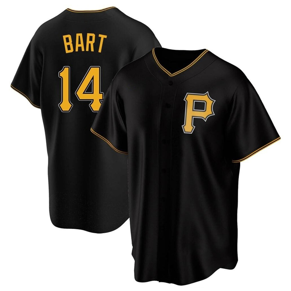 Blackjersey P.Pirates #14 Joey Bart Player Black Alternate 2025 Home Game T-shirt Stitched Jerseys