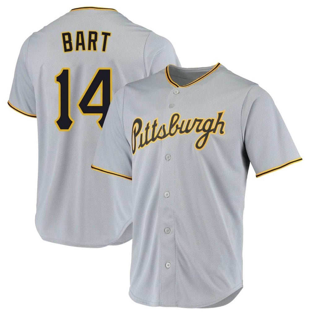 Blackjersey P.Pirates #14 Joey Bart Player Gray Road Home Game Stitched Jerseys