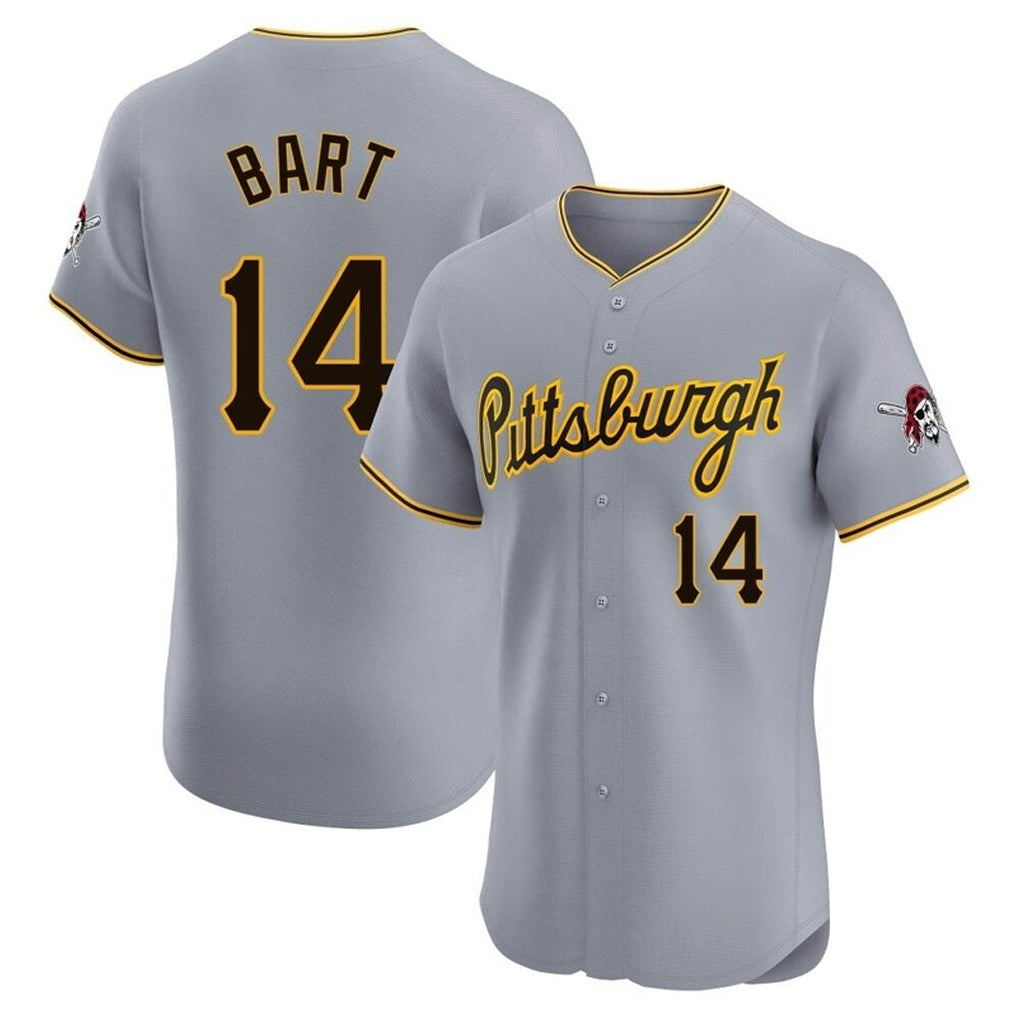 Blackjersey P.Pirates #14 Joey Bart Player Gray Road Home Limited Elite Stitched Jerseys