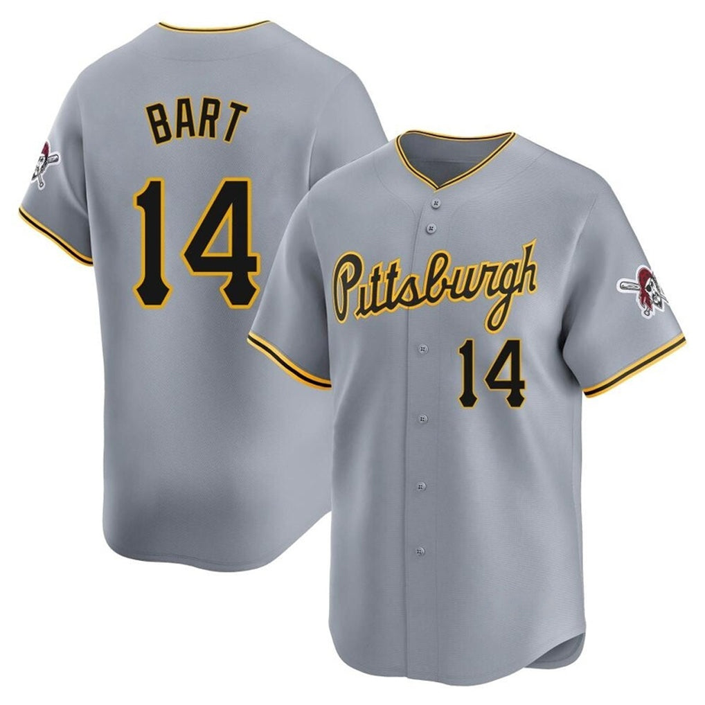 Blackjersey P.Pirates #14 Joey Bart Player Gray Road Home Limited Stitched Jerseys