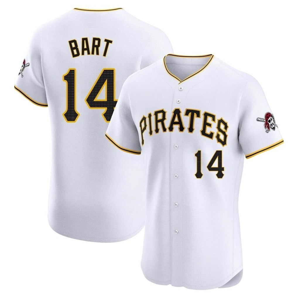 Blackjersey P.Pirates #14 Joey Bart Player White Home Limited Elite Stitched Jerseys