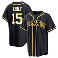 Blackjersey P.Pirates #15 Oneil Cruz Player Black Fashion Out Home Game Stitched Jerseys
