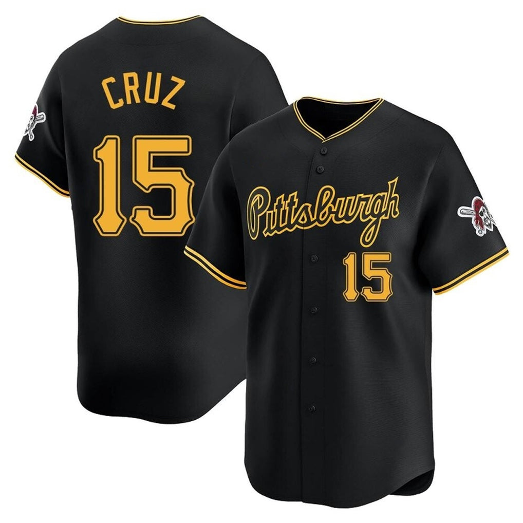 Blackjersey P.Pirates #15 Oneil Cruz Player Black Home Limited Stitched Jerseys