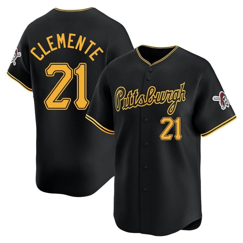 Blackjersey P.Pirates #21 Roberto Clemente Player Black Alt Home Limited Stitched Jerseys