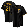 Blackjersey P.Pirates #21 Roberto Clemente Player Black Alternate 2025 Home Game Stitched Jerseys