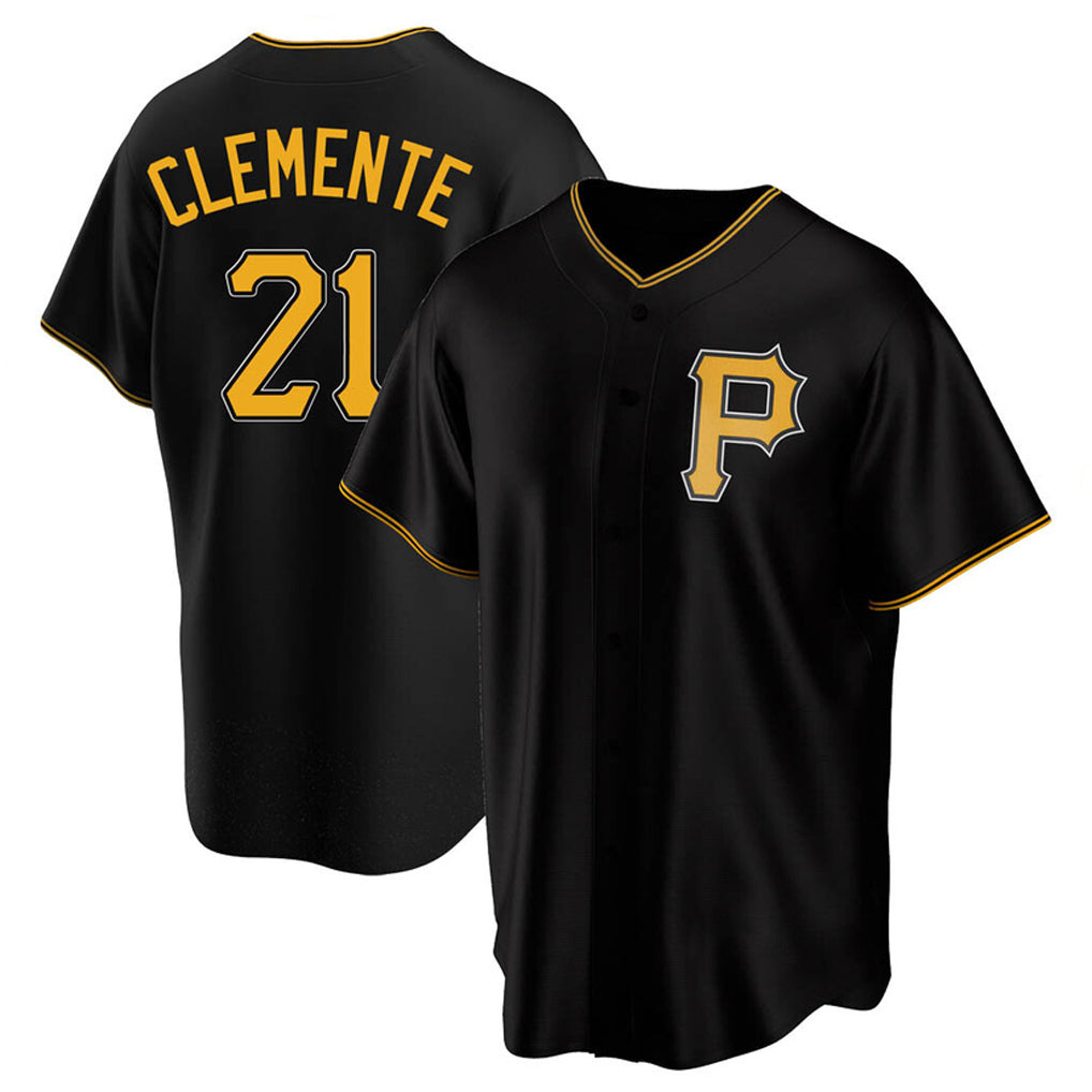 Blackjersey P.Pirates #21 Roberto Clemente Player Black Alternate 2025 Home Game Stitched Jerseys
