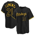 Blackjersey P.Pirates #21 Roberto Clemente Player Black Snake Skin City Home Limited Stitched Jerseys