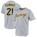 Blackjersey P.Pirates #21 Roberto Clemente Player Gray Road Home Game Stitched Jerseys