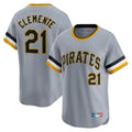 Blackjersey P.Pirates #21 Roberto Clemente Player Gray Throwback Cooperstown Collection Limited T-shirt Stitched Jerseys