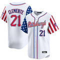 Blackjersey P.Pirates #21 Roberto Clemente Player White 2025 Independence Day Vapor Premier Limited Stitched Jerseys