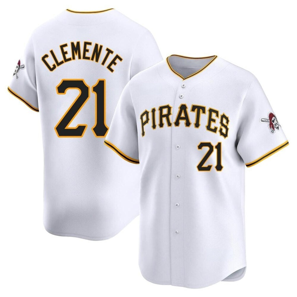 Blackjersey P.Pirates #21 Roberto Clemente Player White Home Limited Stitched Jerseys