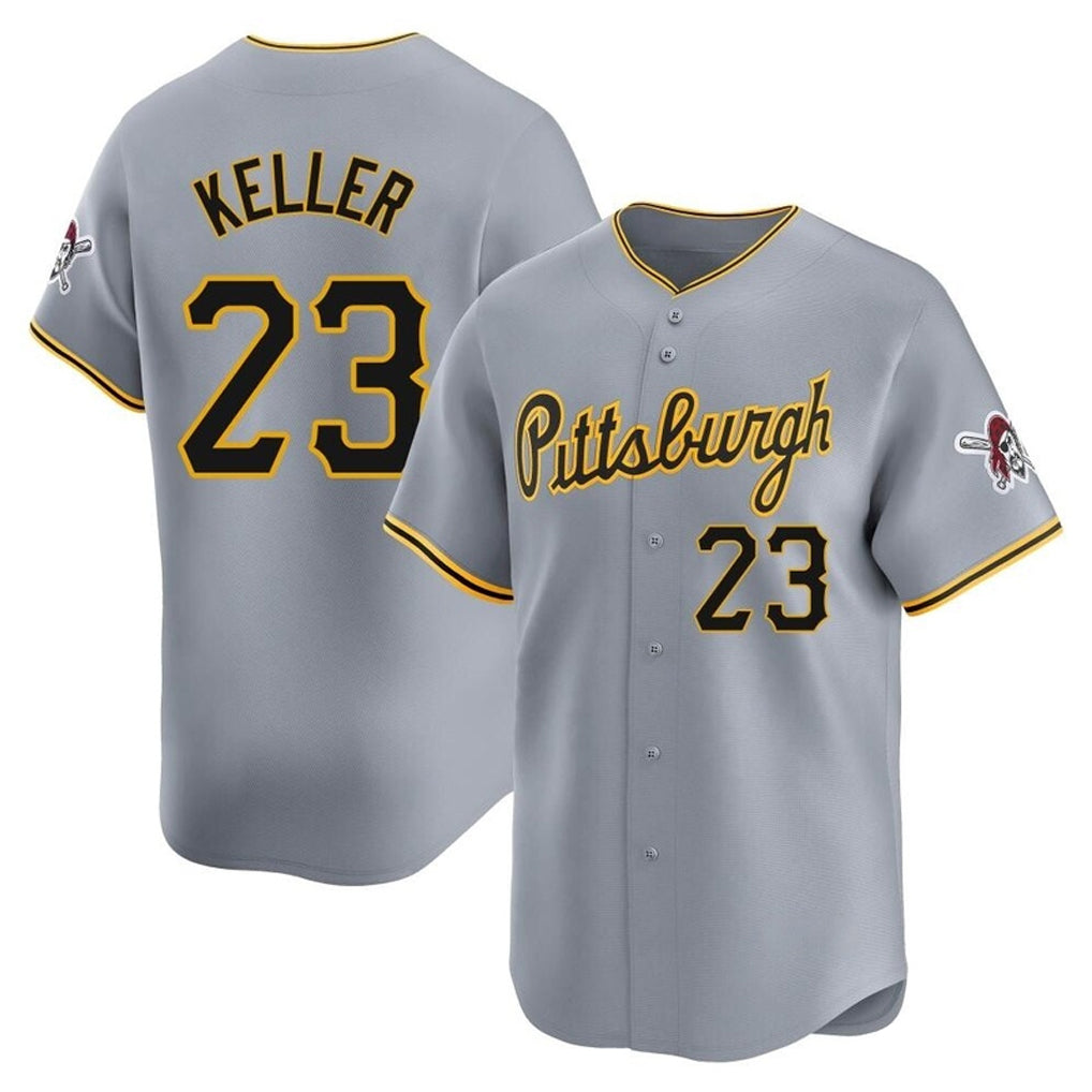 Blackjersey P.Pirates #23 Mitch Keller Player Gray Road Home Limited Stitched Jerseys