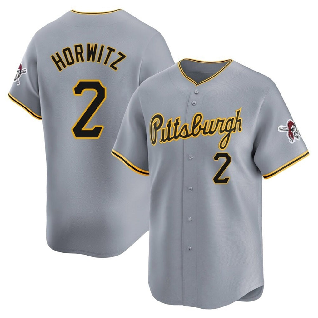 Blackjersey P.Pirates #2 Spencer Horwitz Player Gray Road Home Limited Stitched Jerseys