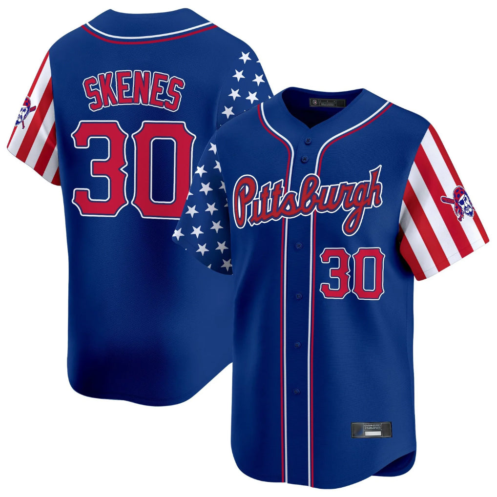 Blackjersey P.Pirates #30 Paul Skenes Player Royal 2025 Independence Day Vapor Premier Limited Stitched Jerseys