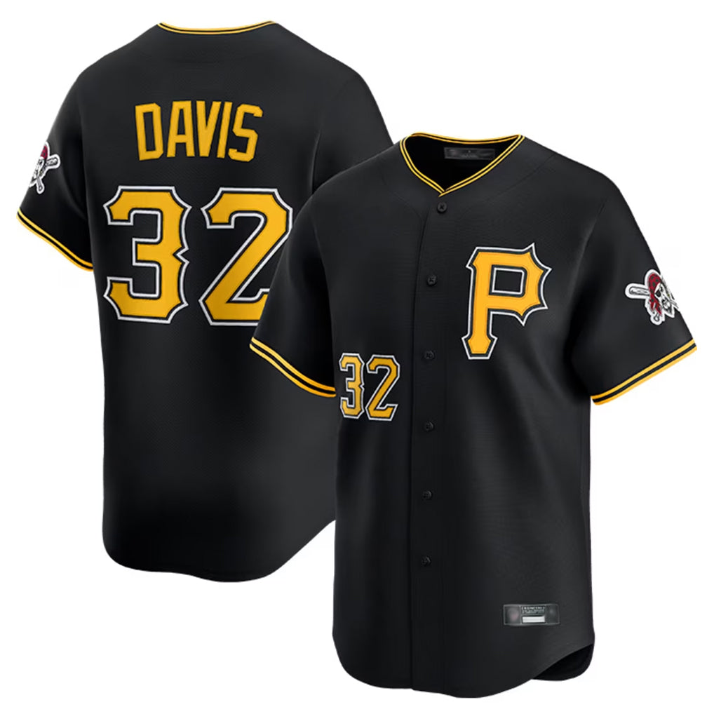Blackjersey P.Pirates #32 Henry Davis Player Black Alternate Limited Game Stitched Jerseys