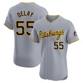 Blackjersey P.Pirates #55 Jason Delay Player Gray Road Home Limited Elite Stitched Jerseys