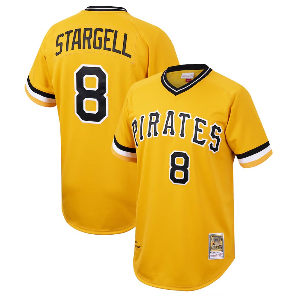 Blackjersey P.Pirates #8 Willie Stargell Player Gold Mitchell & Ness Cooperstown Collection 1979 Limited Stitched Jerseys