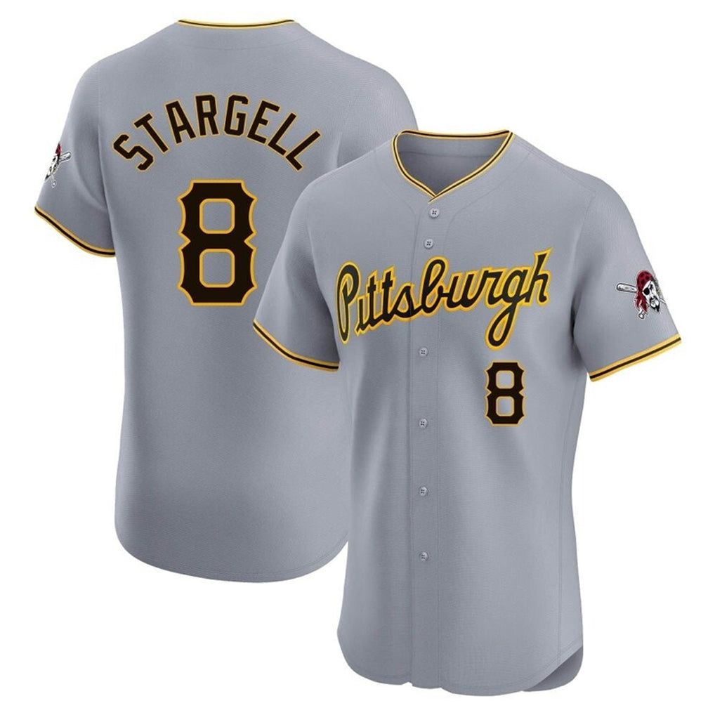 Blackjersey P.Pirates #8 Willie Stargell Player Gray Road Home Limited Elite Stitched Jerseys