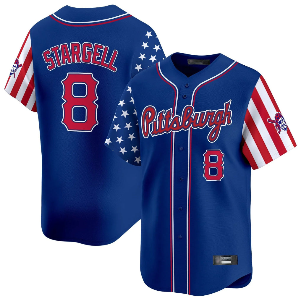 Blackjersey P.Pirates #8 Willie Stargell Player Royal 2025 Independence Day Vapor Premier Limited Stitched Jerseys