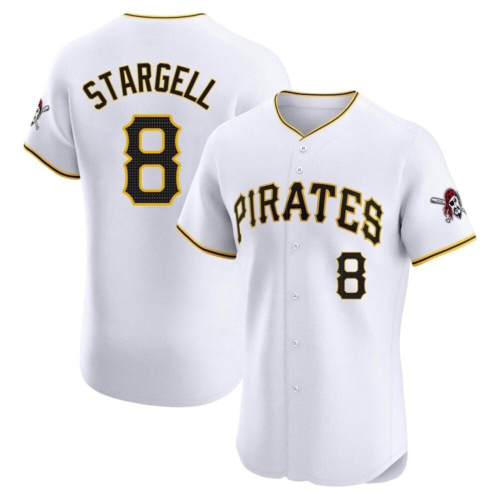Blackjersey P.Pirates #8 Willie Stargell Player White Home Limited Elite Stitched Jerseys