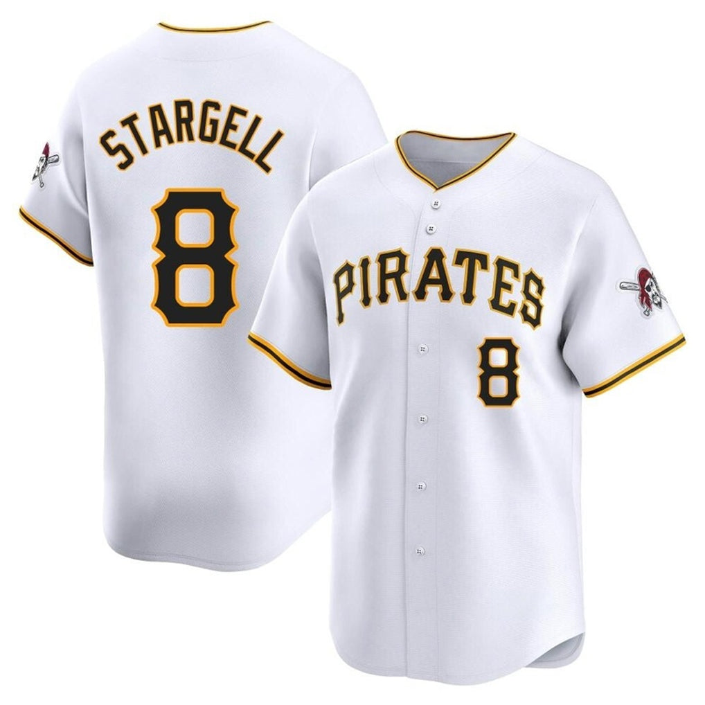 Blackjersey P.Pirates #8 Willie Stargell Player White Home Limited Stitched Jerseys