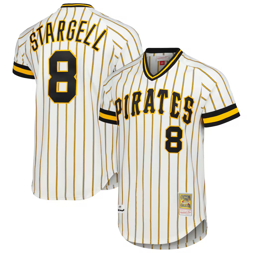 Blackjersey P.Pirates #8 Willie Stargell Player White Mitchell & Ness Cooperstown Collection 1979 Limited Stitched Jerseys