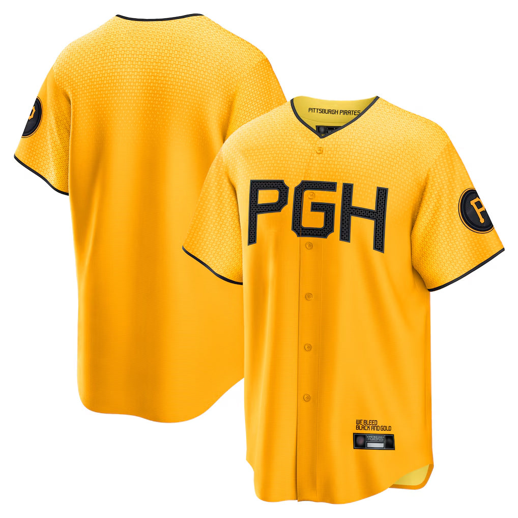 Blackjersey P.Pirates Blank Player Gold City Connect Home Game Stitched Jerseys