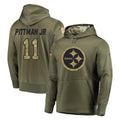 Blackjersey P.Steelers #11 Michael Pittman Jr. Player Olive Salute to Service Pullover Hoodie Home Game Stitched Jerseys