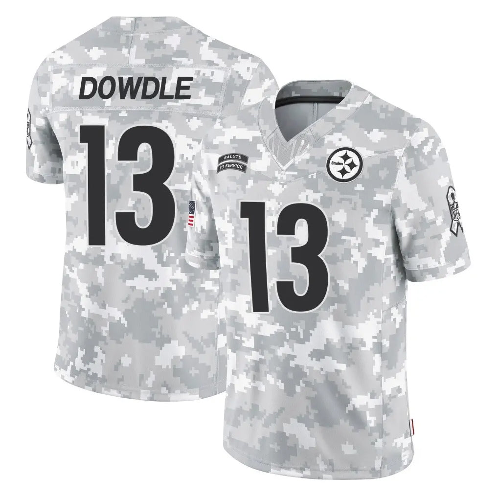 Blackjersey P.Steelers #13 Rico Dowdle Player Arctic Camo Limited Salute To Service Home Game Stitched Jerseys